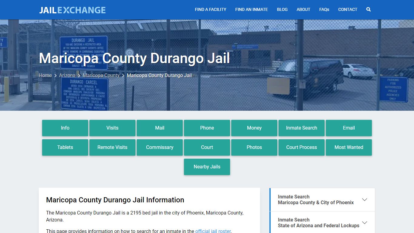 Maricopa County Durango Jail, AZ Inmate Search, Information