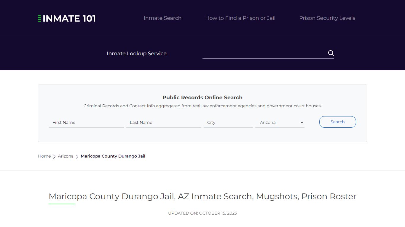 Maricopa County Durango Jail, AZ Inmate Search, Mugshots, Prison Roster